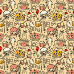 Kitchen pattern flat illustration seamless design