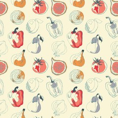 Food pattern seamless hand drawn design