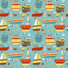 Ship pattern flat illustration background design