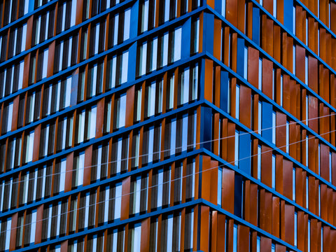 Skyscraper office windows close up view