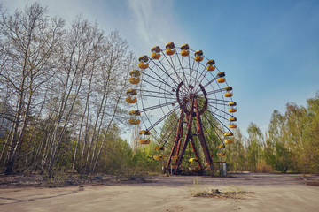The abandoned Ferris wheel in the amusement park in Pripyat.