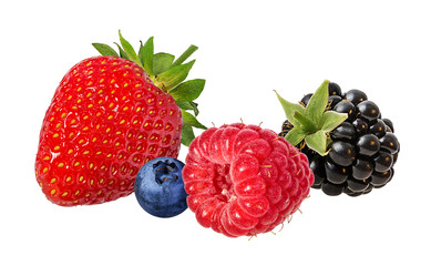 Collection of fresh berries isolated on white background