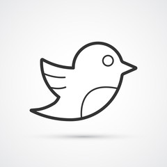 Social bird flat line trendy black icon. Vector eps10