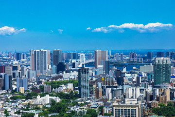 (東京都-都市風景)高層ビルラウンジから望む晴海･お台場方面の風景３