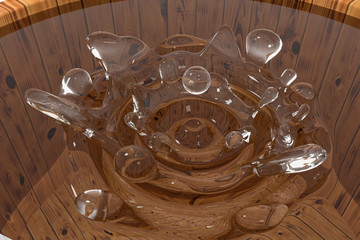 Transparent wave liquid ripples by fluid simulation, 3d rendering