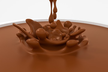 Wave chocolate ripples by fluid simulation, 3d rendering