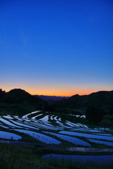 大山千枚田の夜明け
