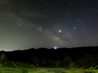 大山千枚田と天の川