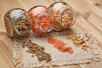 Various types of lentils.