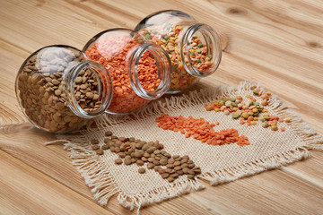 Various types of lentils.