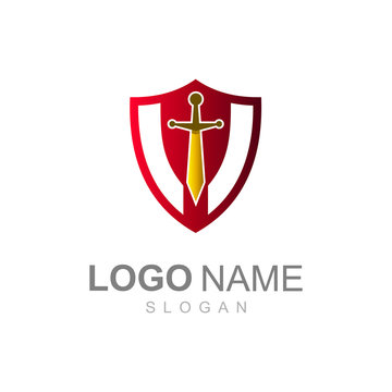 W logo with a variety of shields and a simple look, shield and sword logo template, the logo is ready for use