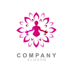 logo of people who are doing yoga, sport icon, medical logo design 
