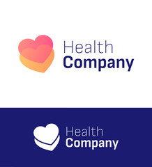 Health two hearts symbol for logo company. Vector element