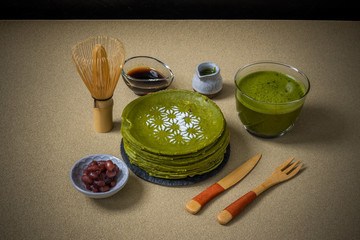 和菓子　日本　beans and cubes of agar Japanese sweets