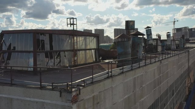 Aerial view on the territory of the demolished unprofitable automobile plant.