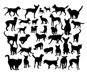 Animal Pet Activity Silhouettes, art vector design