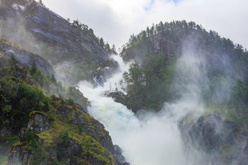 Waterfall of Låtefossen in Norway