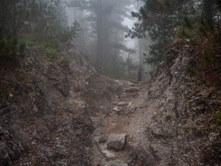 Obraz premium A fascinating and difficult walk while climbing Mount Olympus in Greece