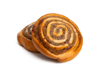 swiss pastry with nuts isolated