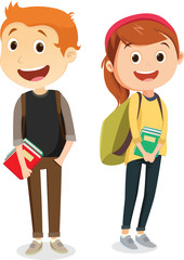 Two smiling school kids. back to school concept