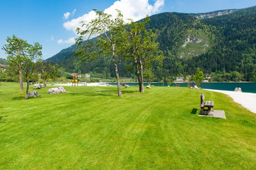 beautiful landscape of Italian lake Molveno
