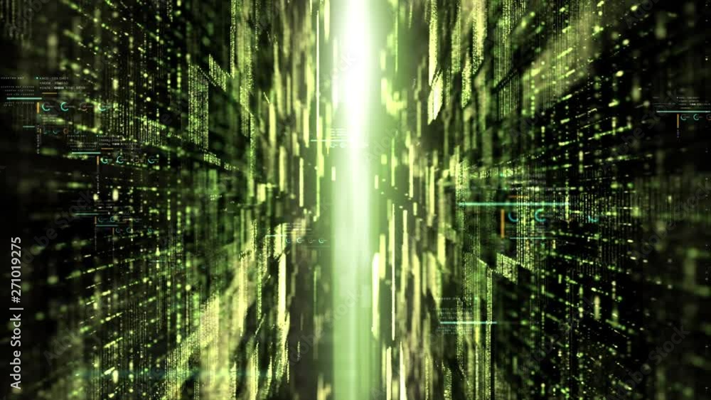 Aufkleber futuristic digital matrix grid particles de-focus cyber space background environment
