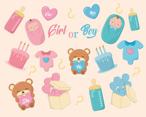 Baby shower of a girl and boy design