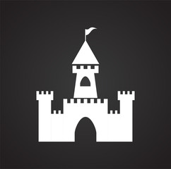 Castle icon on background for graphic and web design. Simple illustration. Internet concept symbol for website button or mobile app.