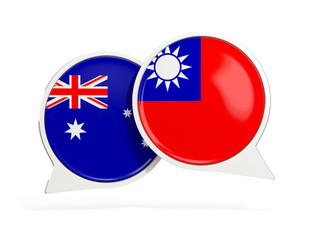 Flags of Australia and Taiwan inside chat bubbles