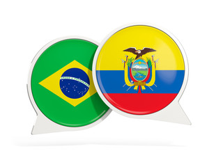 Flags of Brazil and ecuador inside chat bubbles