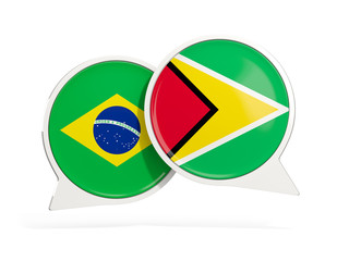 Flags of Brazil and guyana inside chat bubbles