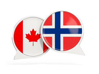 Flags of Canada and norway inside chat bubbles