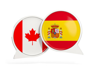 Flags of Canada and spain inside chat bubbles