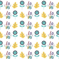 Flower leaves and love background design vector illustration