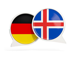 Flags of Germany and iceland inside chat bubbles