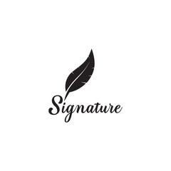 Quill feather pen logo design vector template