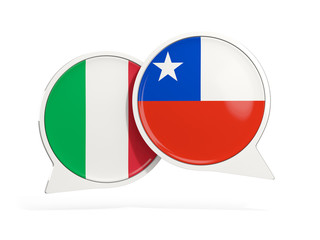 Flags of Italy and chile inside chat bubbles