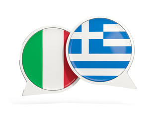 Flags of Italy and greece inside chat bubbles