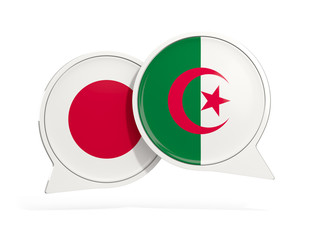 Flags of Japan and algeria inside chat bubbles