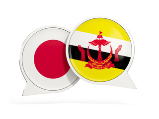 Obraz premium Flags of Japan and brunei inside chat bubbles