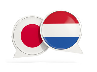 Flags of Japan and netherlands inside chat bubbles