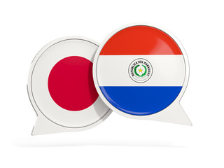 Flags of Japan and paraguay inside chat bubbles