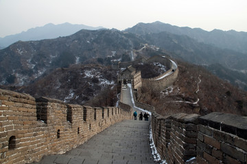Mutianyu China, View of people walking along the Great Wall of China