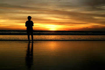 Fototapeta premium girl on sunset