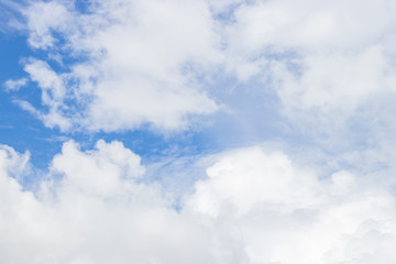 Obraz premium Sky blue or azure sky and clouds is bright white background. Everything lies above surface atmosphere outer space is sky. Cloud is aerosol comprising visible mass.