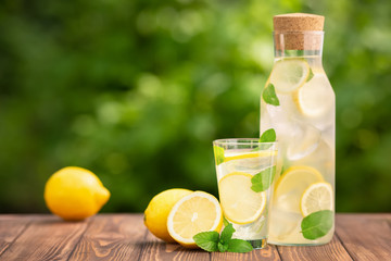 lemonade in glass and bottle