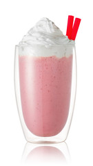 strawberry milkshake in glass