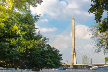Fototapeta premium Bangkok Thailand - 22 JAN 2017 : Rama 8 bridge in Bangkok, Thailand.