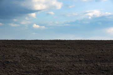 Plowed field in spring