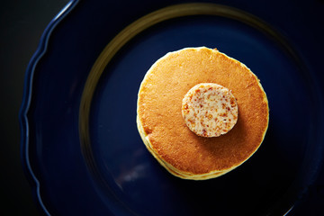 Pancake with nuts paste on plate